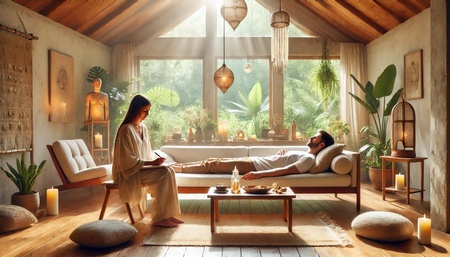 Soin énergétique dans un espace lumineux